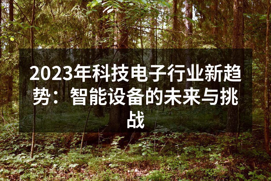 2023年科技电子行业新趋势：智能设备的未来与挑战
